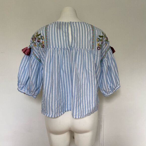 Boho Embroidered Ballon Sleeve Top - Picture 11 of 11